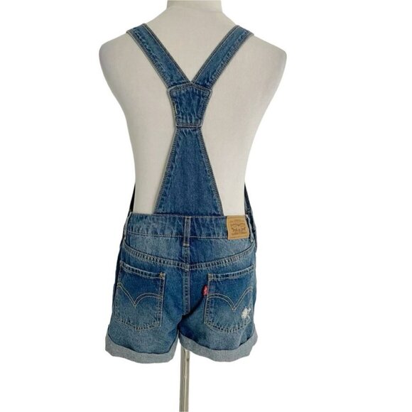 Girls Levi's Size 14 Reg Shortall Overalls Distressed Denim - Picture 5 of 9